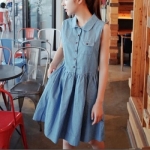 韓版牛仔襯衫連身裙洋裝